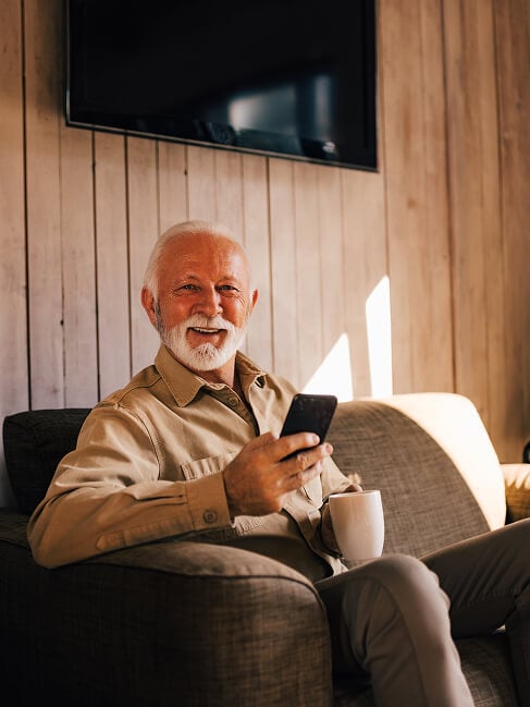 Elderly Man Smiling at Nursing Home in Colleyville